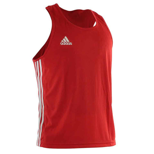 Adidas AIBA Approved Singlet Top Blue/Red 100% Lightweight Polyester Athlete Cut - Clothing - MMA DIRECT