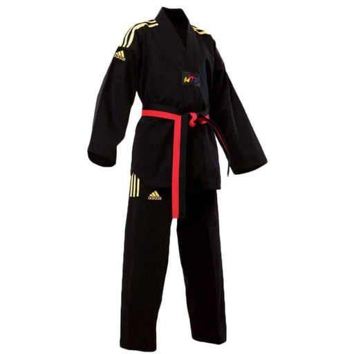 Adidas Junior Taekwondo Dobok Uniform Gi Black Blue Red - Taekwondo Gi - MMA DIRECT
