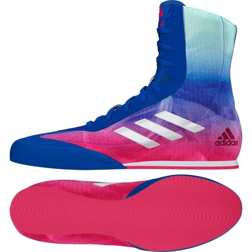 Adidas Box Hog Plus Boxing Shoes Boots Blue & Pink Lace Up - Boxing Shoes - MMA DIRECT
