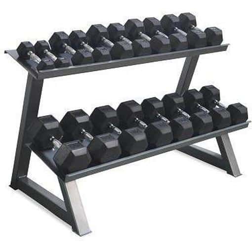 Morgan Rubber Hex Dumbell Weights Deluxe Rack Gym Equipment Commercial Grade - Dumbbell Sets & Dumbbell Racks - MMA DIRECT