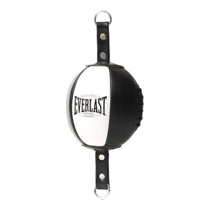 Everlast 1910 Premium Leather Double End Floor To Ceiling Ball - Black / White