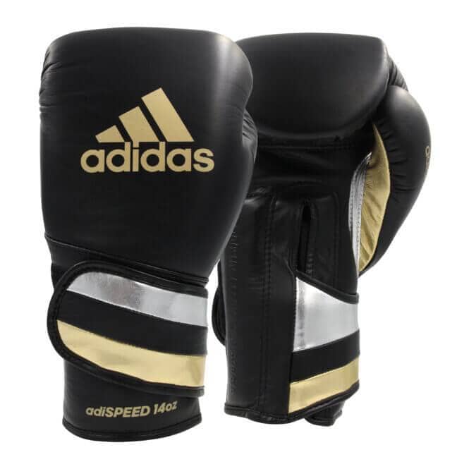Adidas Adispeed Pro Boxing Gloves With Strap - Black Gold - Boxing Gloves - MMA DIRECT