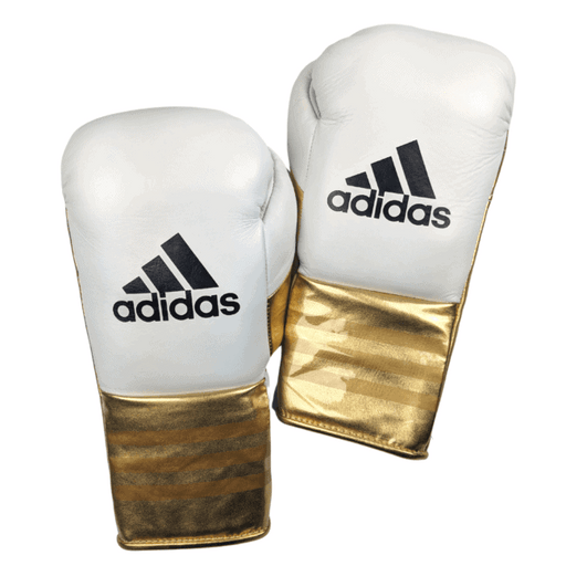 Adidas Speed 750 Adistar Pro Fight Boxing Gloves - White Metallic Gold – 10oz - Boxing Gloves - MMA DIRECT