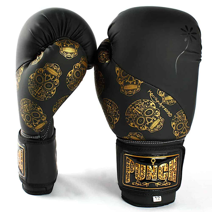 Punch Womens Boxing Gloves Skull Art Black 12oz Limited Edition - Ladies Boxing Gloves - MMA DIRECT