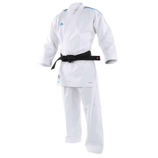 Adidas Adilight Karate Gi Uniform Coloured Shoulder with Stripes Blue/Red - Karate Gi - MMA DIRECT