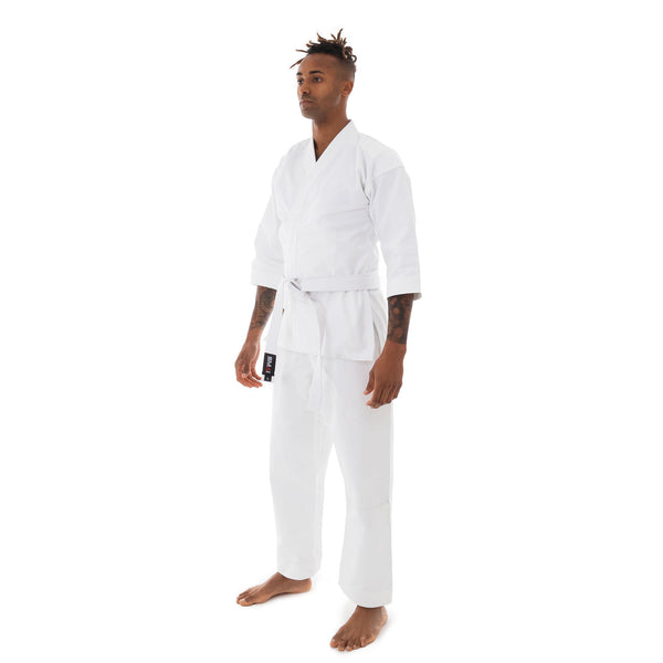 SMAI Karate Uniform 10oz Canvas Gi (White) Double Stitched + White Belt