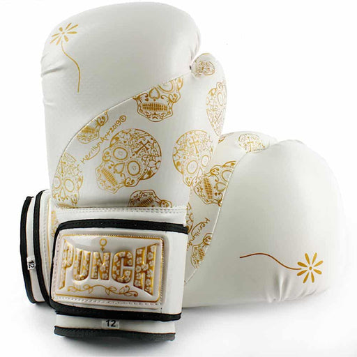 Punch Womens Boxing Gloves Skull Art White 12oz Limited Edition - Ladies Boxing Gloves - MMA DIRECT