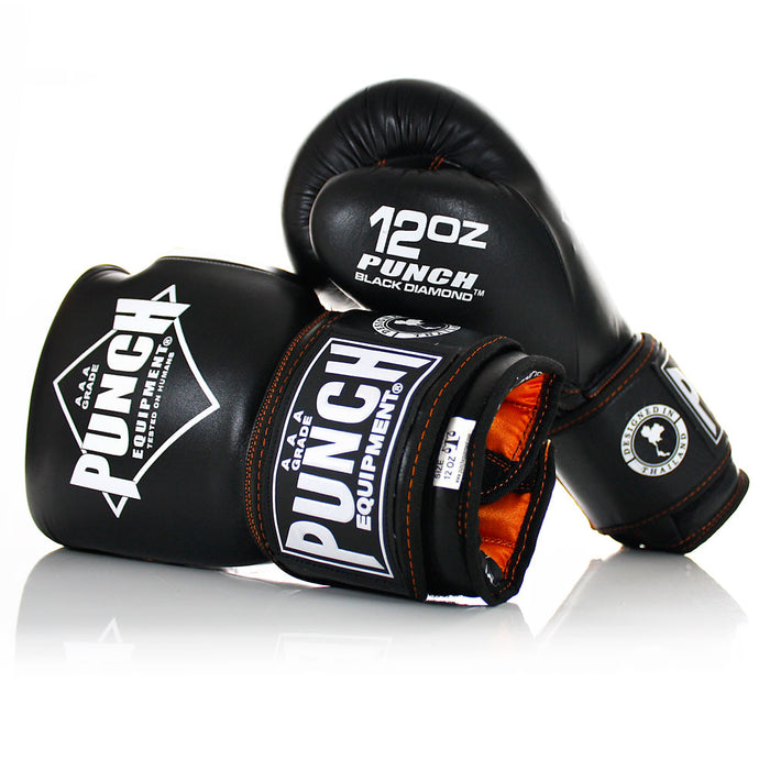 PUNCH Black Diamond Muay Thai Boxing Gloves w/ Wrist Padding - Thai Gloves - MMA DIRECT