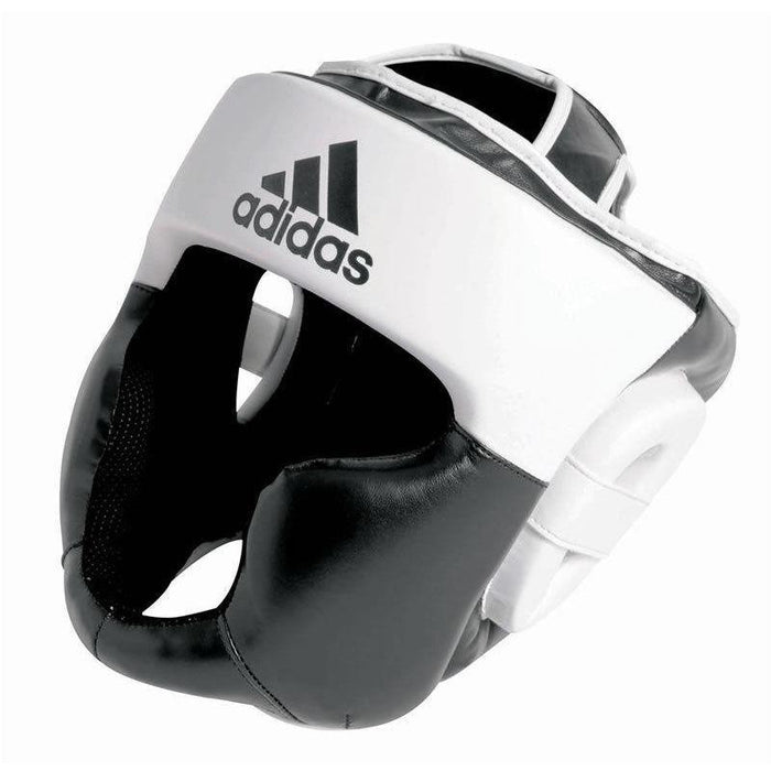 Adidas Response Full Face Head Gear Guard Black & White - Head Guard - MMA DIRECT