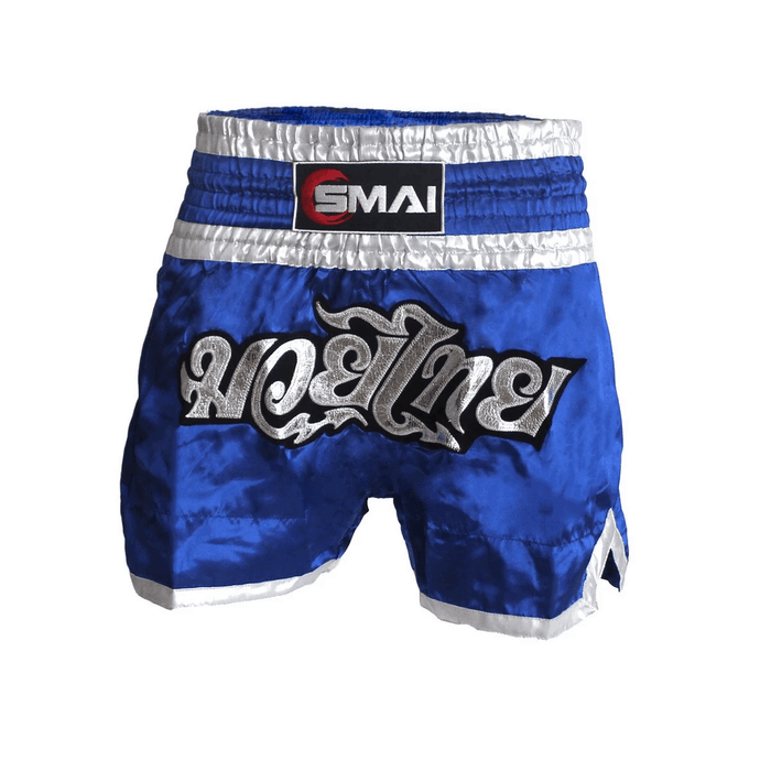 SMAI - Muay Thai Shorts V2 - Blue / Silver - Muay Thai Shorts - MMA DIRECT