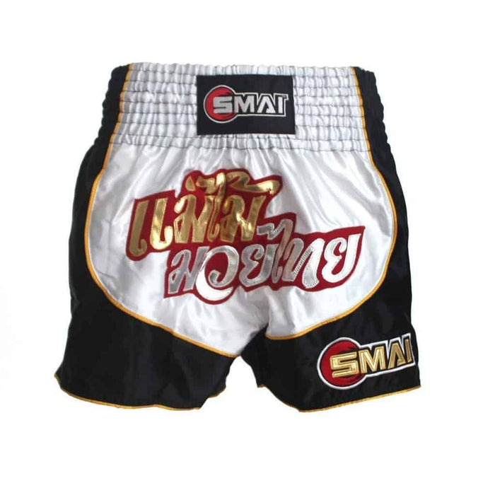 SMAI - Muay Thai Shorts v5 - Black/White - Muay Thai Shorts - MMA DIRECT