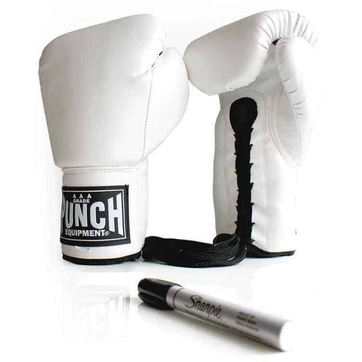 PUNCH White Autograph / Signature Merchandise Display Boxing Gloves - Boxing - MMA DIRECT