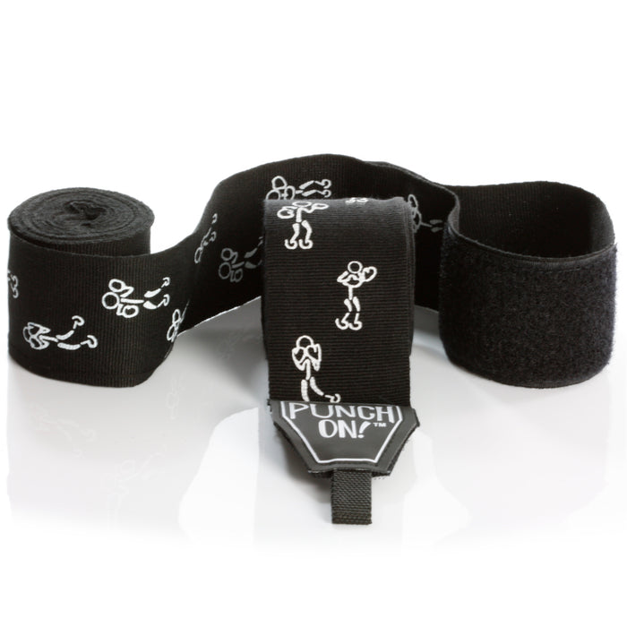 Punch on! Stretch Stick Art Boxing Hand Wraps 4M PAIR – Black - Wraps & Inners - MMA DIRECT