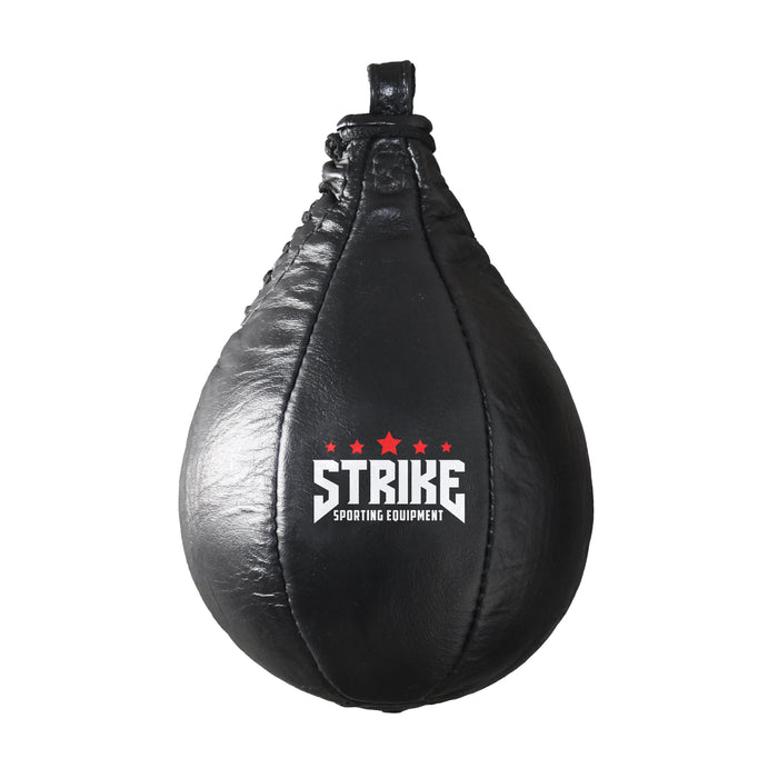STRIKE Speedball Premium Leather 10" + FREE BLADDER - Black / White - Speed Balls - MMA DIRECT