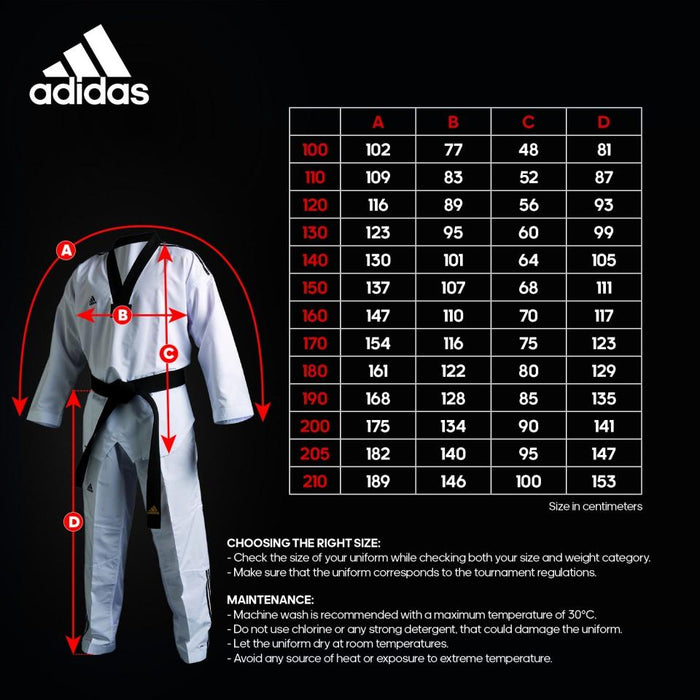 Adidas Taekwondo Uniform Gi Dobok Adichamp III Black V Climacool - Taekwondo Gi - MMA DIRECT
