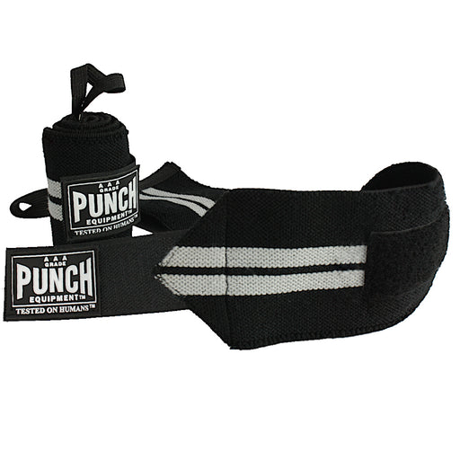 Punch Heavy Duty Weight Lifting Wrist Wraps / Straps - Black - Weightlifting Straps & Wraps - MMA DIRECT